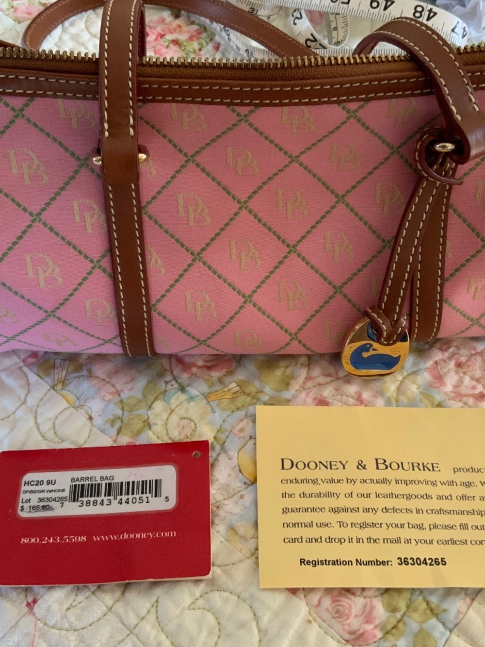 RARE VINTAGE DOONEY & BOURKE BARREL SHOULDER BAG Pink & Yellow Like New - Picture 5 of 5